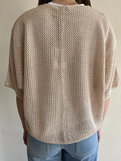 Cardigan traforato con un bottone art. 261W1130 ANIS