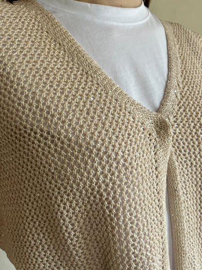 Cardigan traforato con un bottone art. 261W1130 ANIS