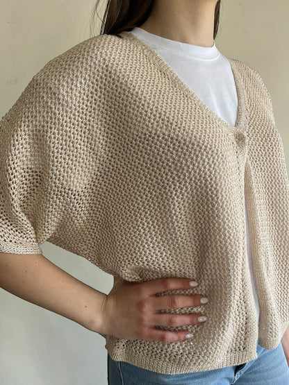 Cardigan traforato con un bottone art. 261W1130 ANIS