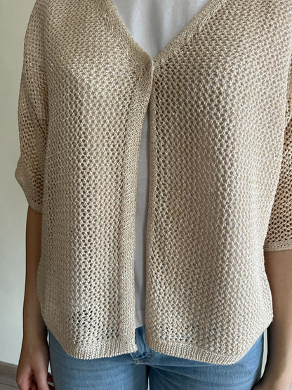 Cardigan traforato con un bottone art. 261W1130 ANIS