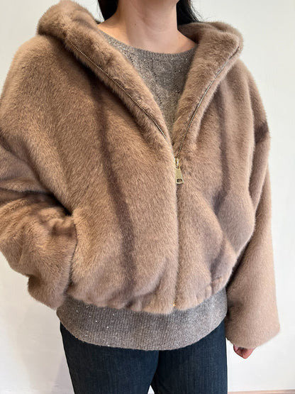 Ecopelliccia bomber con cappuccio art. JLYV0589 CHEAP&CHIC