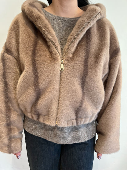 Ecopelliccia bomber con cappuccio art. JLYV0589 CHEAP&CHIC