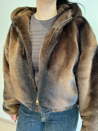 Ecopelliccia bomber con cappuccio art. JLYV0589 CHEAP&CHIC