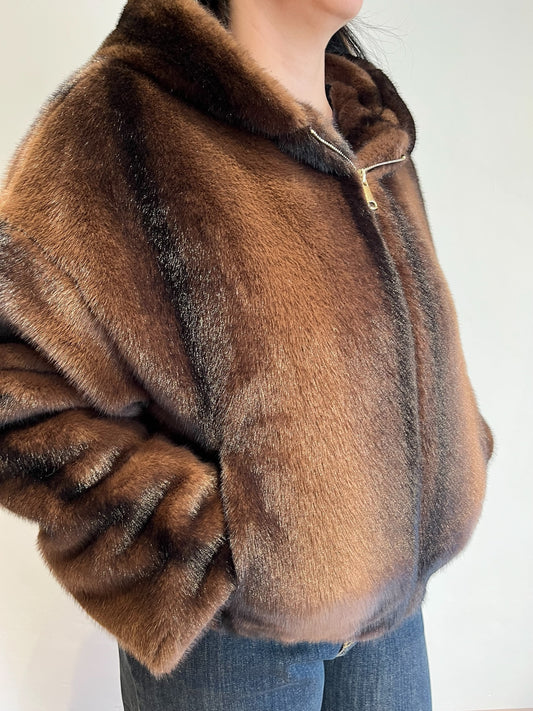 Ecopelliccia bomber con cappuccio art. JLYV0589 CHEAP&CHIC