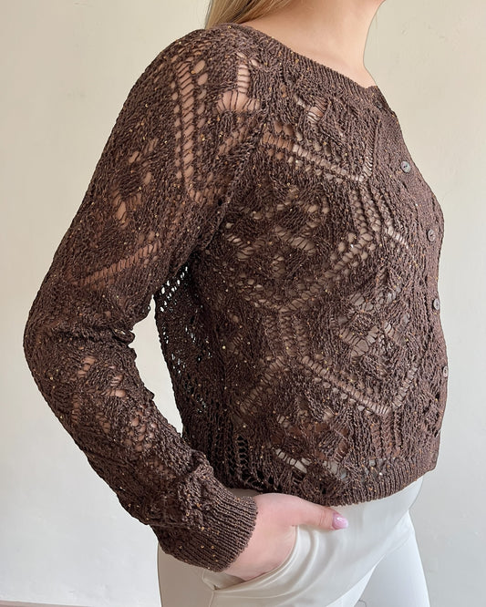 Cardigan crochet con mini paillettes art D90069 Motel
