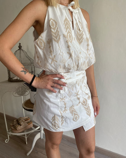 Completo top+ gonna ricamati DIXIE