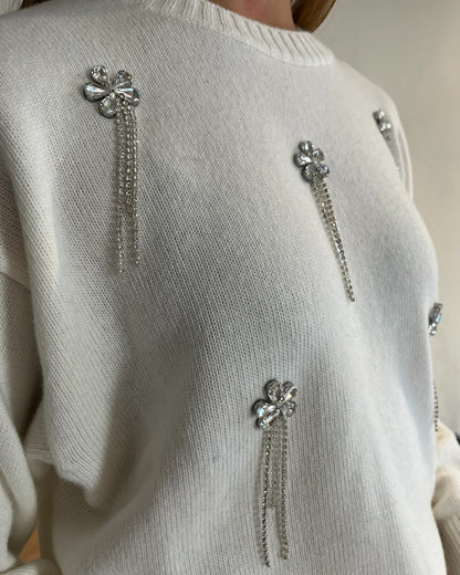 Maglia con cabochon fiori art. 77380F VICOLO