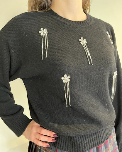 Maglia con cabochon fiori art. 77380F VICOLO