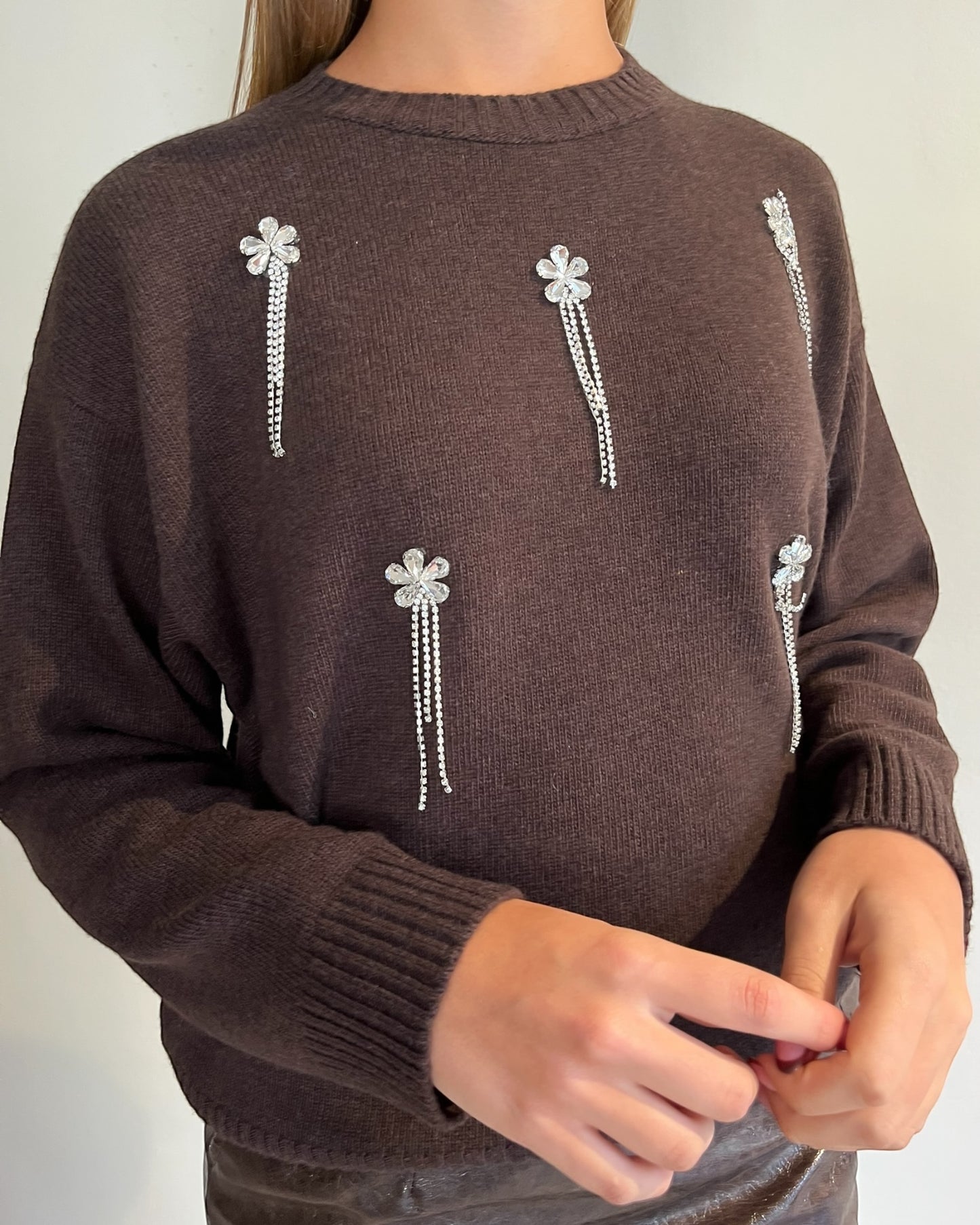 Maglia con cabochon fiori art. 77380F VICOLO