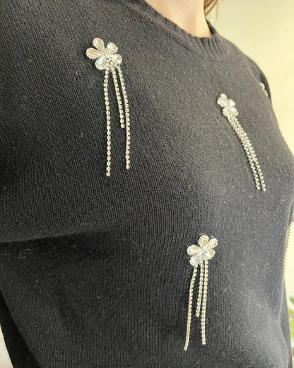 Maglia con cabochon fiori art. 77380F VICOLO