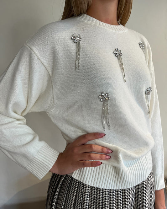 Maglia con cabochon fiori art. 77380F VICOLO