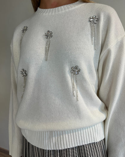 Maglia con cabochon fiori art. 77380F VICOLO