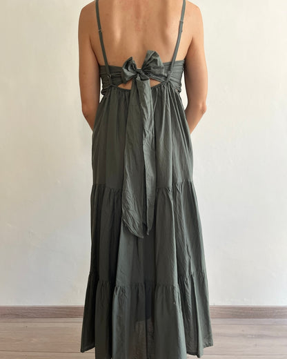 Maxi abito a balze con fiocco art.13897