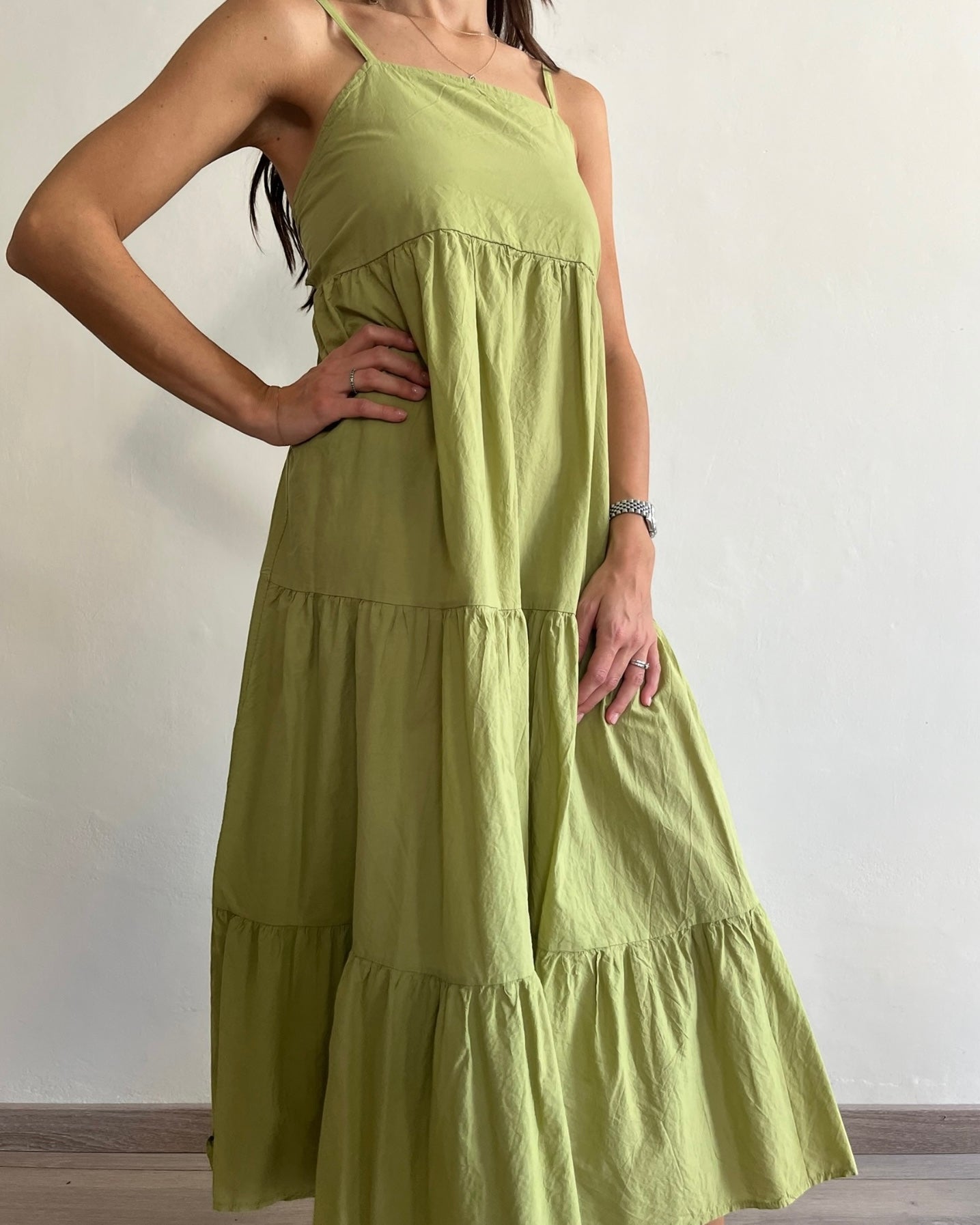 Maxi abito a balze con fiocco art.13897
