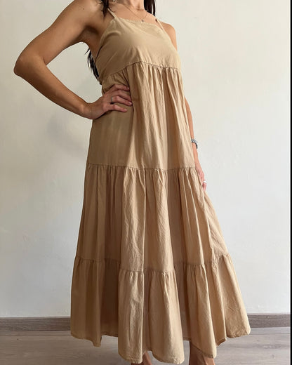 Maxi abito a balze con fiocco art.13897
