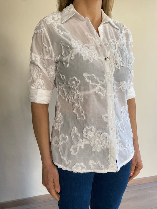 Camicia fiori ricamati art. MARILENA ETICHETTA