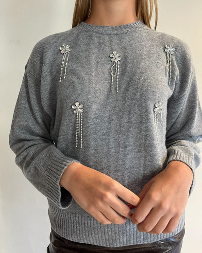 Maglia con cabochon fiori art. 77380F VICOLO