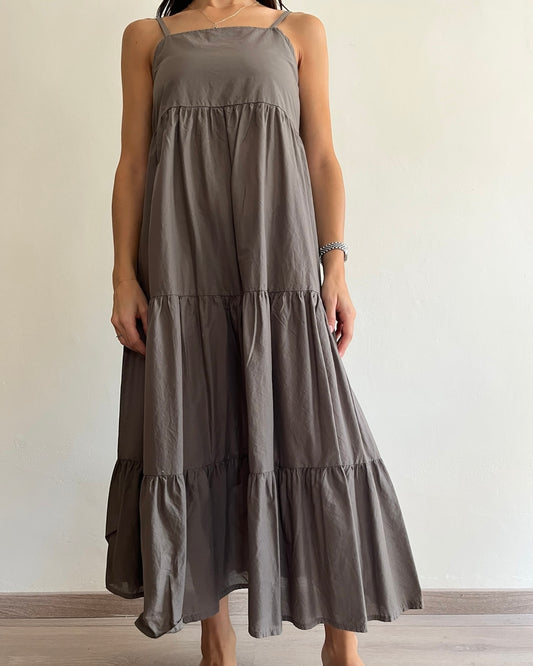 Maxi abito a balze con fiocco art.13897
