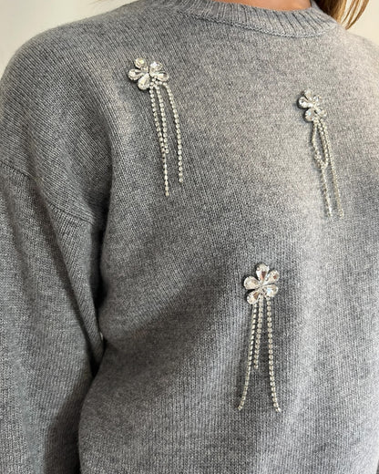 Maglia con cabochon fiori art. 77380F VICOLO