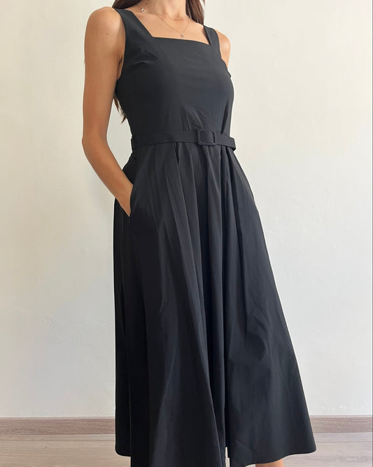 Abito spallina,svasato con cinta art. 58090 CHEAP CHIC