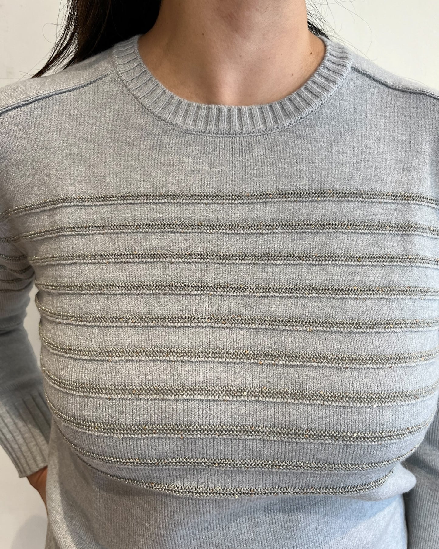 Maglia righe lurex art. 255W6151 ANIS WHITE