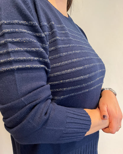 Maglia righe lurex art. 255W6151 ANIS WHITE