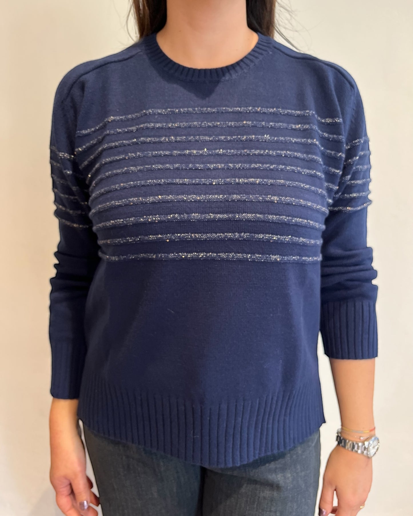 Maglia righe lurex art. 255W6151 ANIS WHITE