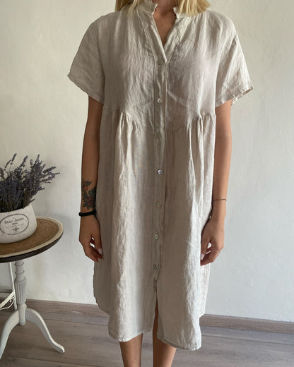 Abito lino collo coreana art. 5067 CHEAP&CHIC