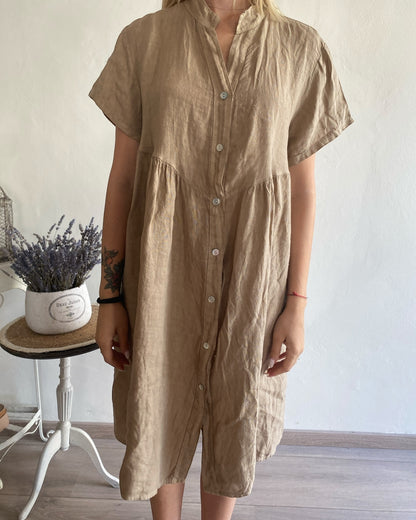 Abito lino collo coreana art. 5067 CHEAP&CHIC