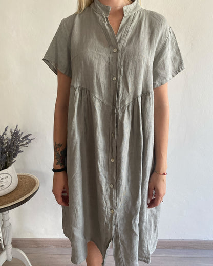 Abito lino collo coreana art. 5067 CHEAP&CHIC