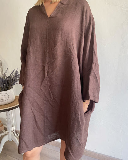 Abito lino scollo V con manica pipistrello CHEAP&CHIC art.4975