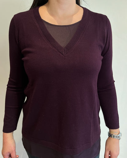 Maglia scollo V con raso art. 255F1001 FLEURS D’ANIS