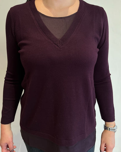 Maglia scollo V con raso art. 255F1001 FLEURS D’ANIS