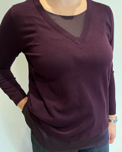 Maglia scollo V con raso art. 255F1001 FLEURS D’ANIS