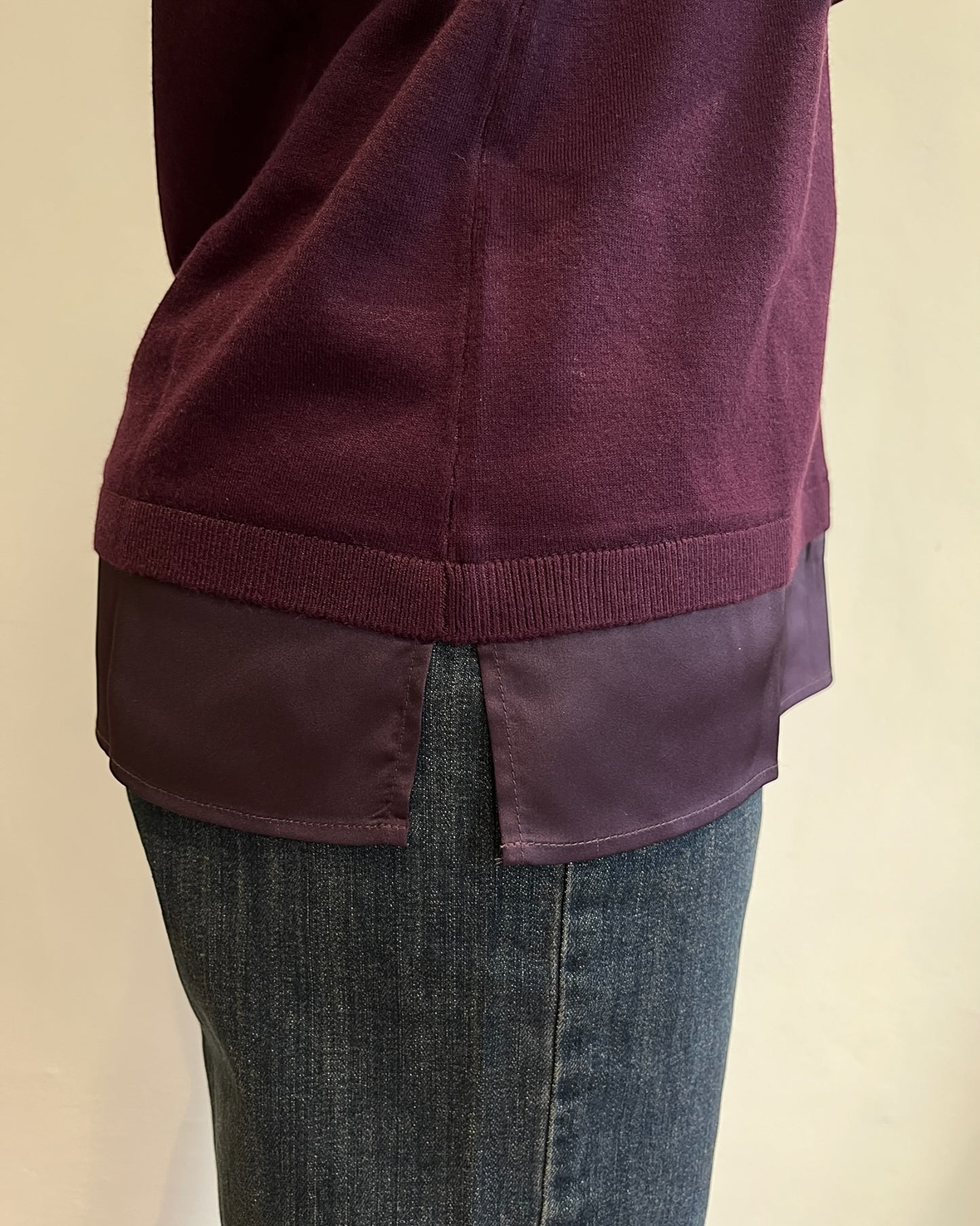 Maglia scollo V con raso art. 255F1001 FLEURS D’ANIS