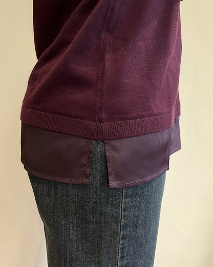 Maglia scollo V con raso art. 255F1001 FLEURS D’ANIS