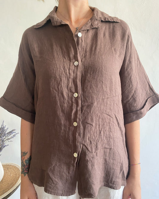 Camicia lino manica corta art. 5028 CHEAP&CHIC