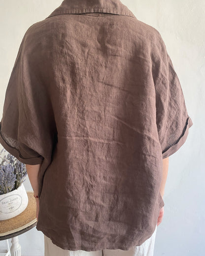 Camicia lino manica corta art. 5028 CHEAP&CHIC