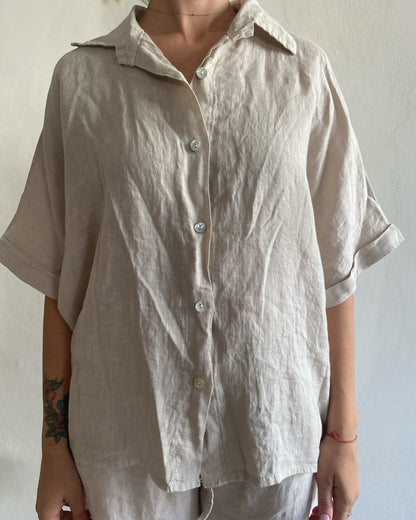 Camicia lino manica corta art. 5028 CHEAP&CHIC