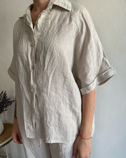 Camicia lino manica corta art. 5028 CHEAP&CHIC