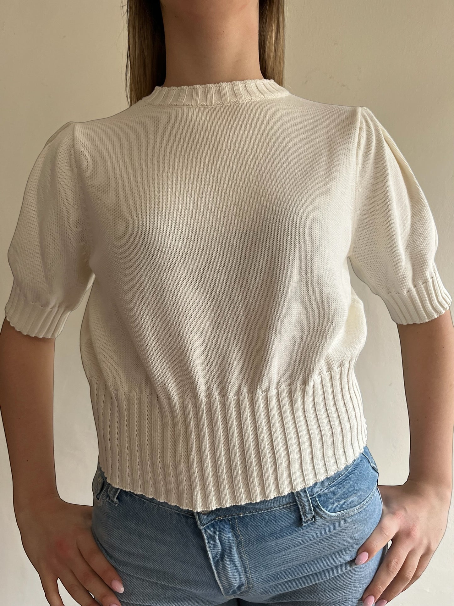 Maglia crop manica palloncino art. 7AB7062 VICOLO