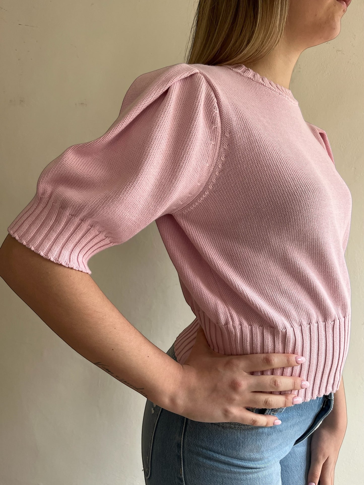 Maglia crop manica palloncino art. 7AB7062 VICOLO