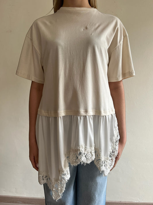 T-shirt con raso e pizzo art. S26M866 MOTEL