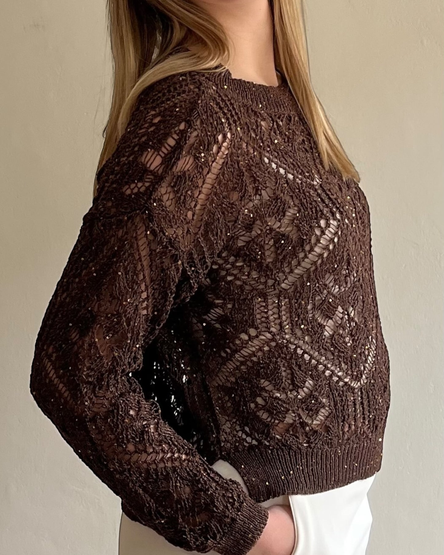 Maglia crochet con mini paillettes art. D90068 MOTEL