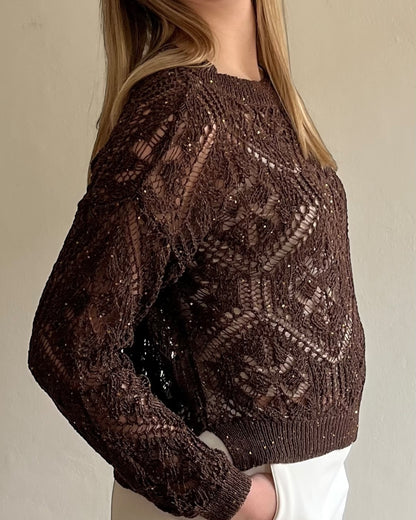 Maglia crochet con mini paillettes art. D90068 MOTEL