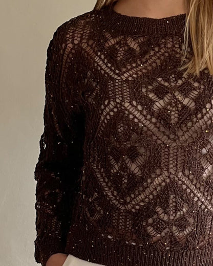 Maglia crochet con mini paillettes art. D90068 MOTEL