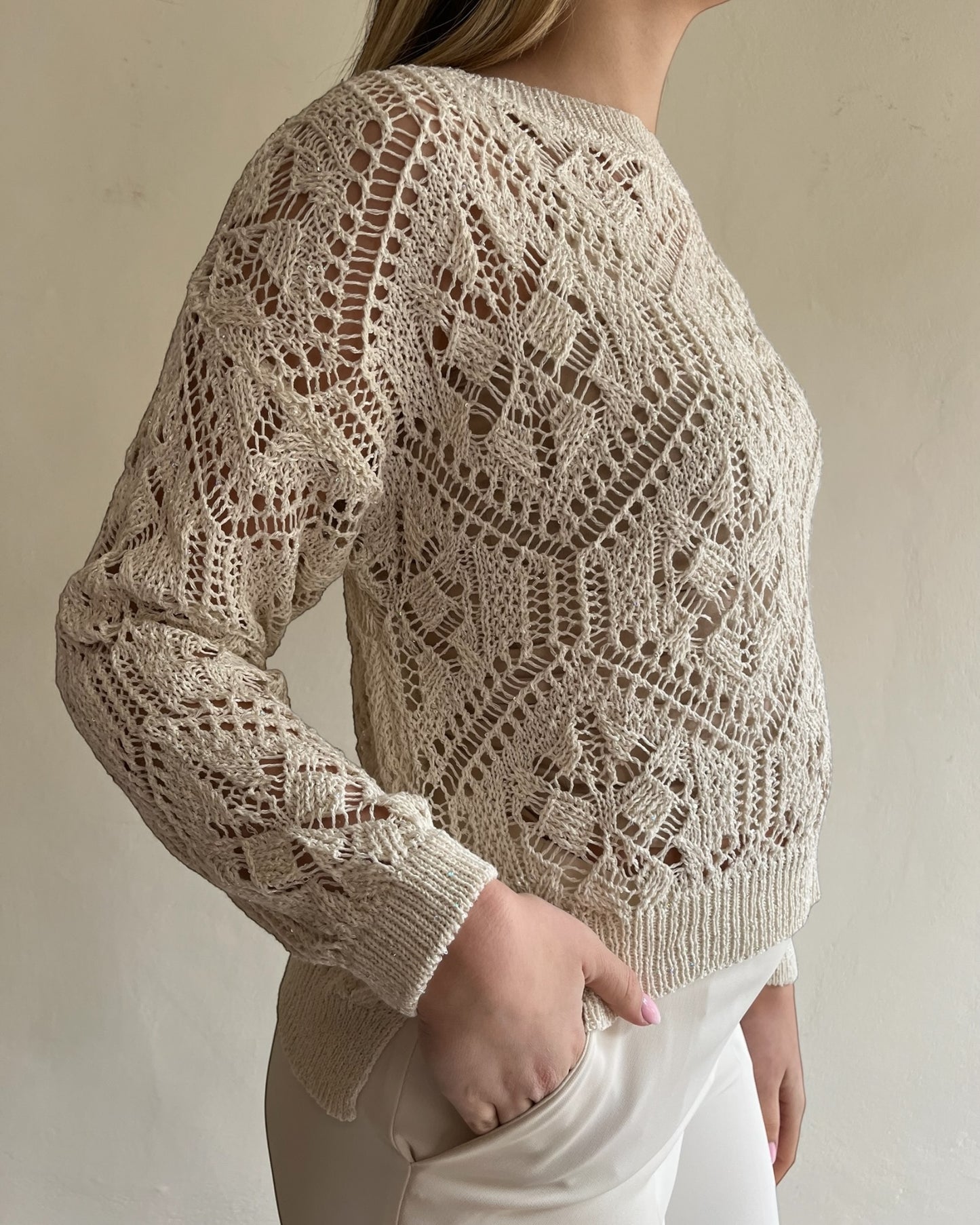 Maglia crochet con mini paillettes art. D90068 MOTEL