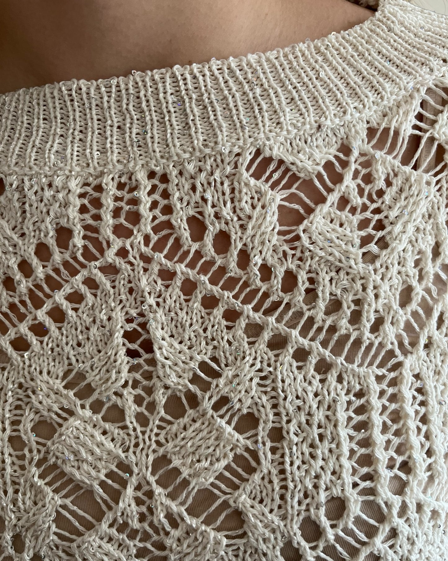 Maglia crochet con mini paillettes art. D90068 MOTEL