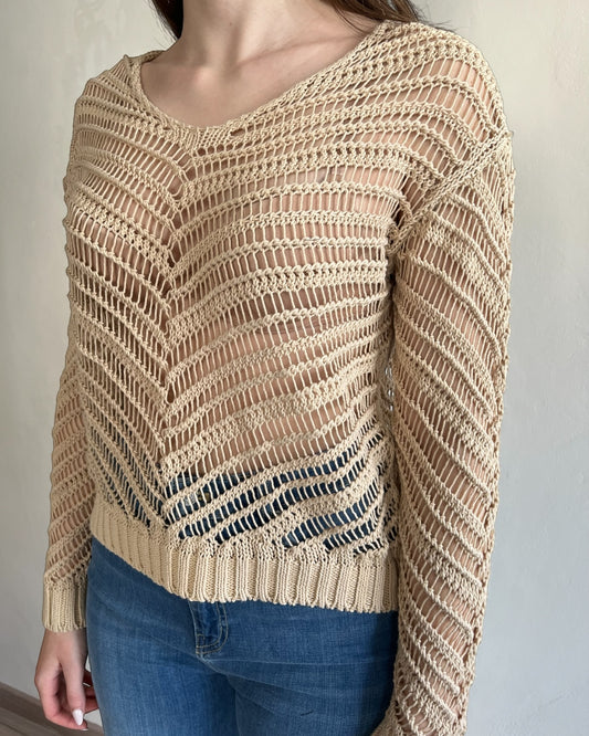 Maglia crochet scollo V manica lunga art. 3AB3023 VICOLO