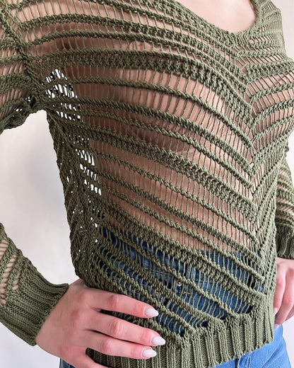 Maglia crochet scollo V manica lunga art. 3AB3023 VICOLO